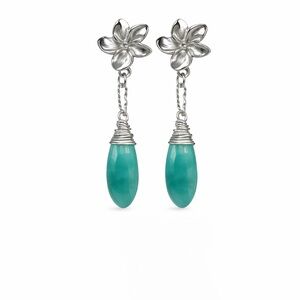 P1200 S925 Amazonite Flower Stud Earrings